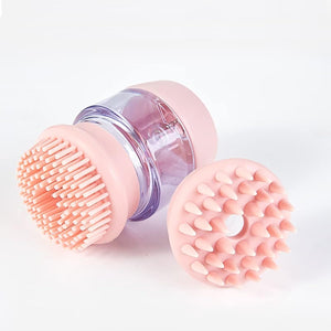 Silicone Pet Bath Brush With Shampoo Dispenser And Dual Heads